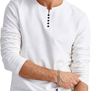 Men's Casual Long Sleeve Slim‎ Fit Solid Color T-Shirts NWT S